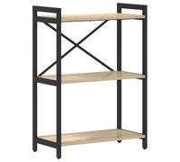 KGFHERENB Bibliothèque en chêne Sonoma 60 x 30 x 85 cm | Étagère en escalier polyvalente au look industriel avec cadre en acier noir pour salon, chambre à coucher ou bureau.
