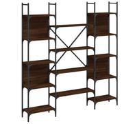 KGFHERENB Bibliothèque marron aspect chêne 155,5 x 24 x 166,5 cm | Grande étagère escalier avec compartiments ouverts pour le salon et le bureau. Structure en acier robuste avec matériau en
