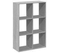 KGFHERENB Bibliothèque Séparateur de pièce 6 compartiments Gris Sonoma 69,5 | Étagère flexible avec 6 compartiments cubiques pour bureau, salon et chambre à coucher. Peut être utilisé à plat ou debout.