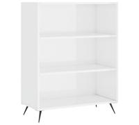 KGFHERENB Bibliothèque sur pied, blanc brillant, 69,5 x 32,5 x 90 cm | Étagère d'appoint moderne avec 3 compartiments ouverts et pieds en métal pour salon et chambre à coucher.
