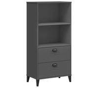 KGFHERENB Bibliothèque Viken Anthracite 60 x 35 x 123 cm | Étagère de rangement industrielle avec 2 tiroirs et 2 compartiments ouverts pour salon, couloir ou chambre à coucher.