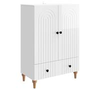 KGFHERENB Buffet blanc brillant 66 x 34,5 x 95 cm Commode en bois | Armoire d'appoint compacte pour chambre à coucher et salle à manger avec tiroir et 2 portes pour un rangement bien rangé.