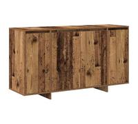 KGFHERENB Buffet en bois vieilli - 135 x 41 x 75 cm - Commode avec 4 portes | Beaucoup d'espace de rangement pour la salle à manger et le couloir : le buffet fin effet bois vieilli crée de l'ordre