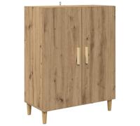 KGFHERENB Buffet en chêne Artisan 70 x 34 x 90 cm Commode avec 2 portes | Armoire d'appoint rustique de style milieu du siècle avec pieds beiges et poignées en tige pour salon