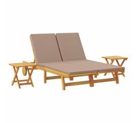 KGFHERENB Chaise longue 2 personnes en bois d'acacia massif avec table | Ensemble de meubles de jardin complémentaire en bois d'acacia résistant aux intempéries avec dossiers réglables pour jardin