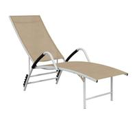 KGFHERENB Chaise longue en aluminium textilène réglable crème | Chaise longue de jardin extra haute avec dossier réglable pour se lever sans effort sur la terrasse, la piscine et le balcon.