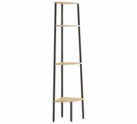 KGFHERENB Étagère d'angle à 4 niveaux Marron clair et noir 45,5 x 31,5 x | Étagère en escalier peu encombrante pour les coins inutilisés dans la chambre, le salon ou le bureau avec une construction
