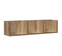 KGFHERENB Étagère murale pour CD, chêne Artisan, 75 x 18 x 18 cm, étagère suspendue en bois avec 3 compartiments, étagère murale flottante pour DVD, composants AV, livres et décoration
