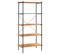 KGFHERENB Étagère sur pied à 5 étages - 80 x 40 x 163 cm - Noir - Aspect | Étagère polyvalente pour charges lourdes en acier et bois pour salon, bureau et étude avec fixation murale.