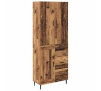 KGFHERENB Highboard Lot de 2 meubles hauts en bois vieilli et verre 69,5 x | Armoire polyvalente avec 3 tiroirs et porte en verre pour salon et salle à manger. Offre un grand espace de rangement jusqu'à