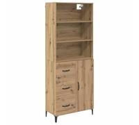 KGFHERENB Highboard Lot de 2 meubles hauts en chêne Artisan 69,5 x 34 x 180 | Combinaison d'armoire 2 pièces composée d'une commode et d'une armoire suspendue avec pieds en fer. Beaucoup d'espace de