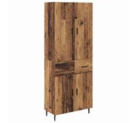 KGFHERENB Highboard Lot de 2 tiroirs en bois vieilli et verre | Armoire élégante avec porte en verre et 2 tiroirs pour salon et salle à manger. Offre beaucoup d'espace de rangement pour la