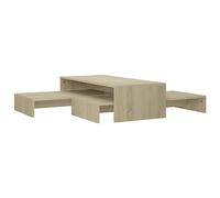 KGFHERENB Lot de 3 tables basses en chêne Sonoma - 100 x 100 x 26,5 cm | Les tables de salon peu encombrantes peuvent être placées individuellement ou emboîtées les unes dans les autres pour des