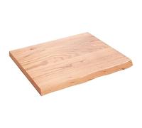 KGFHERENB Plateau de table en chêne massif traité marron clair 60 x 50 x 2 | Plateau en bois de chêne naturel avec bord d'arbre organique pour tables dans le salon, le bureau ou la restauration.