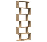 KGFHERENB Séparateur de pièce bibliothèque 6 compartiments en chêne Artisan | Étagère d'escalier géométrique pour salon et bureau. Structure stable en bois avec une capacité de charge de 60 kg.
