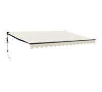 KGFHERENB Store électrique avec télécommande et manivelle - 4 x 3 m - Pour terrasse et balcon - Cadre en aluminium - Protection solaire motorisée - Crème