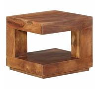 KGFHERENB Table basse 45 x 45 x 40 cm en bois massif d'acacia | Table en bois polyvalente avec étagère ouverte pour le salon ou la chambre à coucher. Prêt à l'emploi sans montage.