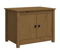 KGFHERENB Table basse en pin massif Marron miel 71 x 49 x 55 cm | Table de canapé pratique pour le salon avec quatre compartiments ouverts pour magazines et décoration.