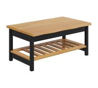 KGFHERENB Table basse noire 100 x 60 x 45,5 cm en pin massif | Table basse moderne avec un compartiment de rangement pour le salon, durable dans un style industriel Live Edge.