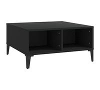 KGFHERENB Table basse noire 60 x 60 x 30 cm en bois | Table basse carrée pour le salon avec quatre compartiments ouverts pour livres et magazines.