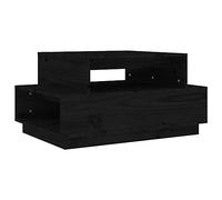 KGFHERENB Table basse noire 80 x 55 x 40,5 cm en pin massif | Table d'appoint stable en bois robuste avec plateau pratique et plateau spacieux pour votre salon.