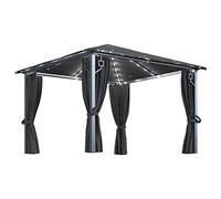 KGFHERENB Tonnelle 3 x 3 m avec 4 panneaux latéraux anthracite aluminium | Protection solaire stable pour jardin et terrasse, comprend quatre rideaux et fenêtres en filet pour des heures confortables