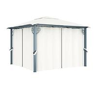 KGFHERENB Tonnelle de jardin avec rideaux, 3 x 3 m, crème, aluminium