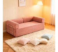 Kgfvesdc Canapé Compressé Convertible,Canapé Modulaire en Velours CôTelé [Largeur : 2.2 M / 2 Dossier,Rose,Aucun Montage NéCessaire] ExpéDié Compressé Convient Convient pour Le Salon