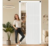 Kgfvesdc Porte Placard Accordeon Porte Retractable IntéRieur Portes Pliante Interieur 2 Vantaux Intissé Pour Cuisine, Garde-Manger, Douche,EntréE De Salon(Blanc W/H:150×190cm) Taille Person