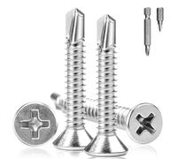 KGGZKG 150 Pièces Vis Autoperceuse Metal M4.8x19mm Vis Autoforeuse Inox 410 Autoperforante Plate Phillips à Tête Fraisée Autotaraudeuse Avec Deux Forets PH1 pour Fixation de Bois Tôle Plastique