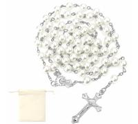 KGGZKG Chapelet Catholique Blanc Chapelet Chretien Orthodoxe Dizainier Catholique Bible avec Croix Rétro pour Cadeau 1ere Communion Fille Baptême Messe Mariage fête de Communion Homme FemmeCe chapelet