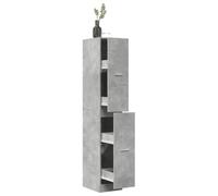 KGHFDVB Armoire à pharmacie en bois gris béton 30 x 41 x 174,5 cm | rails en métal, support mural, cuisine, salon, bureau, armoire d'appoint, commode