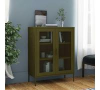 KGHFDVB Armoire de rangement en acier vert olive 80 x 35 x 101,5 cm | 2 portes en grille, pieds réglables, étagères, robuste et durable