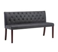 KGHFDVB Banc 148,5 x 52 x 84,5 cm en contreplaqué gris | Housse 100 % polyester aspect daim, pieds en caoutchouc pour plus de stabilité, dossier à motif boutonné