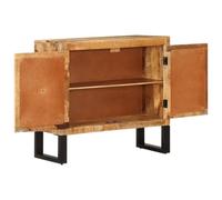 KGHFDVB Buffet 80 x 30 x 71 cm en bois de manguier massif et métal | Stable, beaucoup d'espace de rangement, plateau supérieur robuste, pieds en métal, grain de bois unique