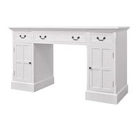 KGHFDVB Bureau secrétaire blanc 140 x 48 x 80 cm | 3 tiroirs, 2 placards, MDF et pin pour bureau