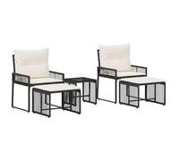 KGHFDVB Ensemble de meubles de jardin 11 pièces en polyrotin noir | Coussins amovibles, pieds de nivellement réglables, cadre en acier revêtu par pulvérisation, pour terrasse et jardin
