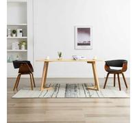 KGHFDVB Lot de 2 chaises de salle à manger en bois de buyer gris et tissu | Rembourré, ergonomique, 4 pieds en bois, charge maximale de 110 kg, facile d'entretien