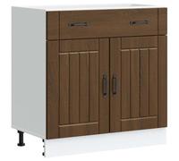 KGHFDVB Meuble bas 80 x 46 x 81,5 cm en bois marron aspect chêne | Bois marron aspect chêne - Pieds réglables - Support mural anti-basculement - Tiroir 80 x 38,5 x 16 cm - Compartiment