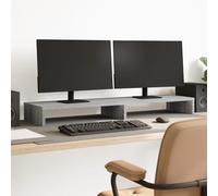 KGHFDVB Support double pour moniteur, gris sonoma, 100 x 27 x 10 cm | Support de bureau ergonomique, espace de rangement supplémentaire pour clavier et ordinateur portable