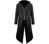 KGIHPC Veste Steampunk vintage pour homme avec queue-de-morue médiévale, gothique, victorien - costume d'Halloween (Noir, S)