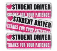 Kgj294 Kgj294 Lot de 3 aimants réfléchissants pour voiture Motif girly Please Patient - Panneau d'attention amovible pour novice - Météo - 10 x 3,5 Kgj294 (26 cm)