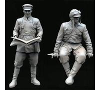KGJAQT 1/35 WWII Soldier Resin Model Kit Maquette de Soldat en résine Non Peinte et Non assemblée (2 Figurines) //U8I7h3
