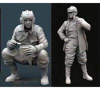 KGJAQT 1/35 WWII Soldier Resin Model Kit Maquette de Soldat en résine Non Peinte et Non assemblée (2 Figurines) //U8I7h4