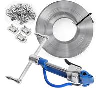 KGLHJDY Kit de cerclage en Acier - Outil de cerclage, tendeur à vis en Spirale, Bobine en Acier Inoxydable S304 de 1,9 cm x 30,5 m, 100 Boucles à Oreille, Argent