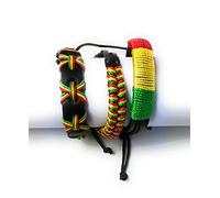 KGM Accessories Lot de 3 Bracelets en Cuir Rasta Bob Marley