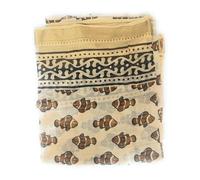 KGM Accessories Nouveau Grand Sarong en coton indien doré avec lurex imprimé à la main, écharpe plage, châle, paréo, Poisson tropical, XL
