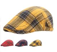KGM Casquette plate en coton tartan écossais classique et élégante - Chapeaux de pays pour hommes, pour le golf, le sport en plein air, les vacances, M/taille unique