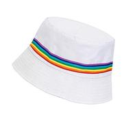 KGM Chapeau bob à rayures arc-en-ciel - Chapeau de voyage - Blanc - 7125