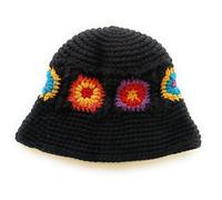 KGM Chapeau bob tricoté à la main en crochet - Festival Vacances Voyage Été Hiver Chapeaux, floral/noir, Taille unique